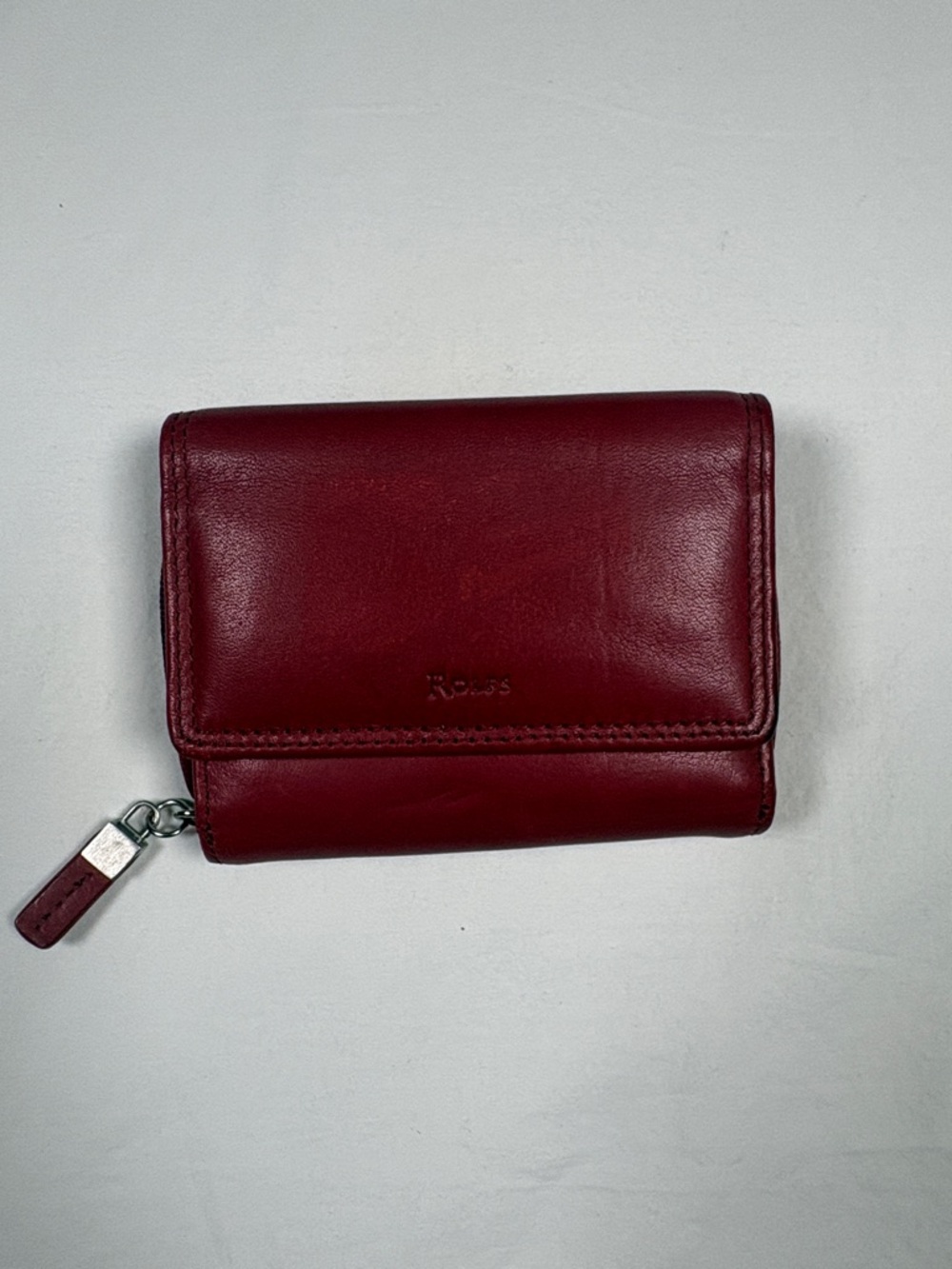 Rolfs Burgundy Leather Compact Wallet